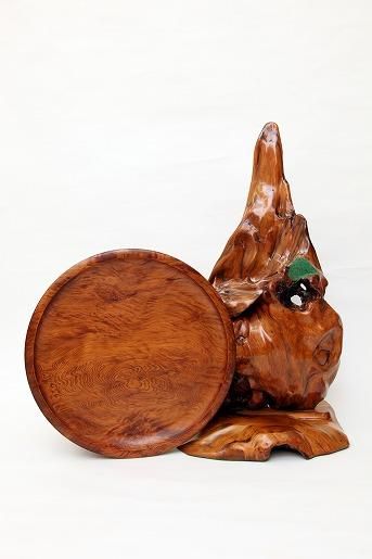 屋久杉お盆 丸盆 岳南作 作家 屋久杉工芸品