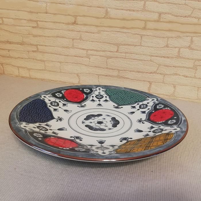 Shonzui 祥瑞 大皿 瓔珞紋 色絵