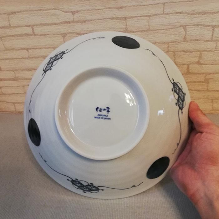 Shonzui 祥瑞 サラダめん鉢 瓔珞紋 染付