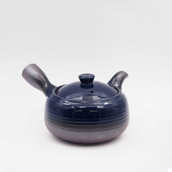 萬古焼 南蛮福形急須 1.5号 サークル網 瑠璃釉