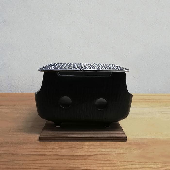 萬古焼 伊勢炭焼 水コンロ 黒角 小