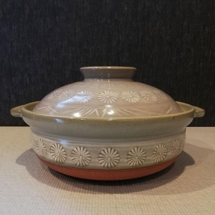 陶器製 花模様 土鍋 大きめ　3.6リットル　10号 安い 価格キッチン・日用品・その他 - 陶器製 花模様 土鍋