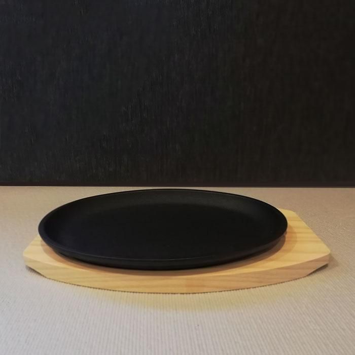 大判ステーキ皿 1枚組 鉄鋳物 敷板ハンドル付き IH対応