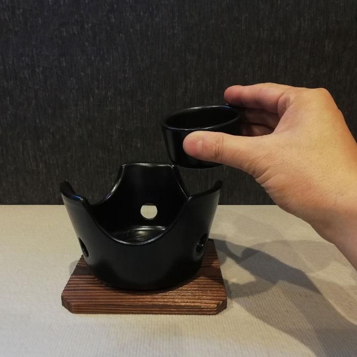 和ごころ懐石 陶器製 丸型コンロ 木台付