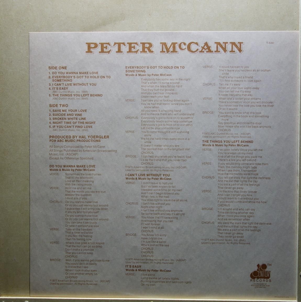 Peter McCann - Peter McCann - Vinylian - Vintage Vinyl