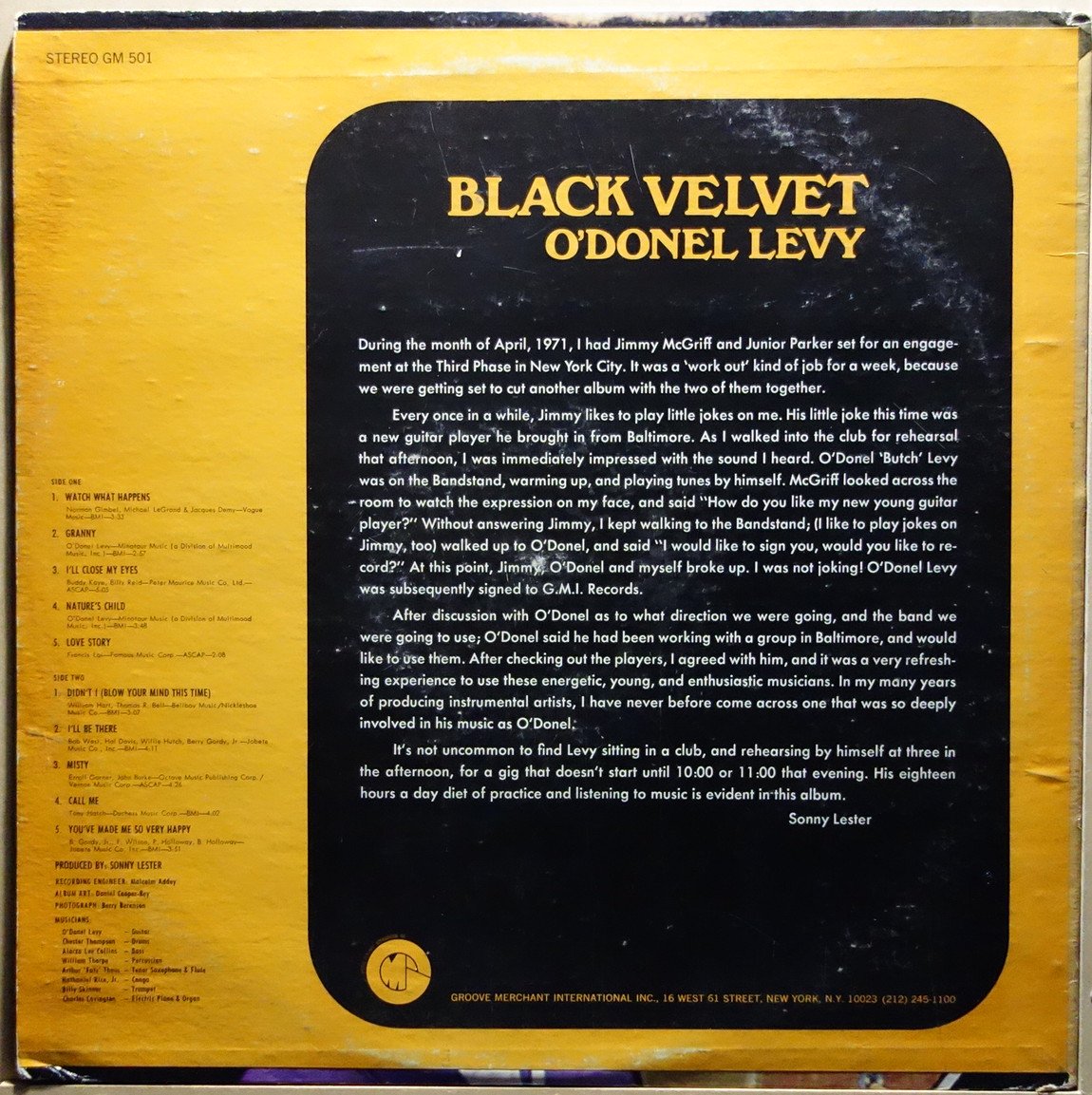 O'Donel Levy - Black Velvet - Vinylian - Vintage Vinyl Record Shop