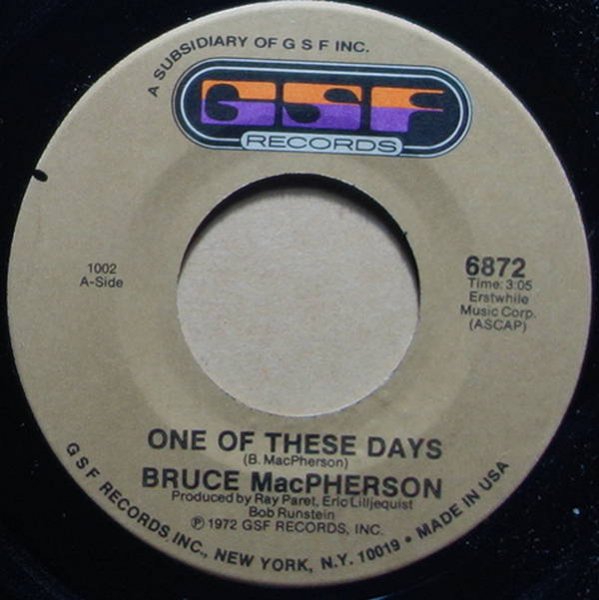 Bruce MacPherson - One Of These Days / Time Will