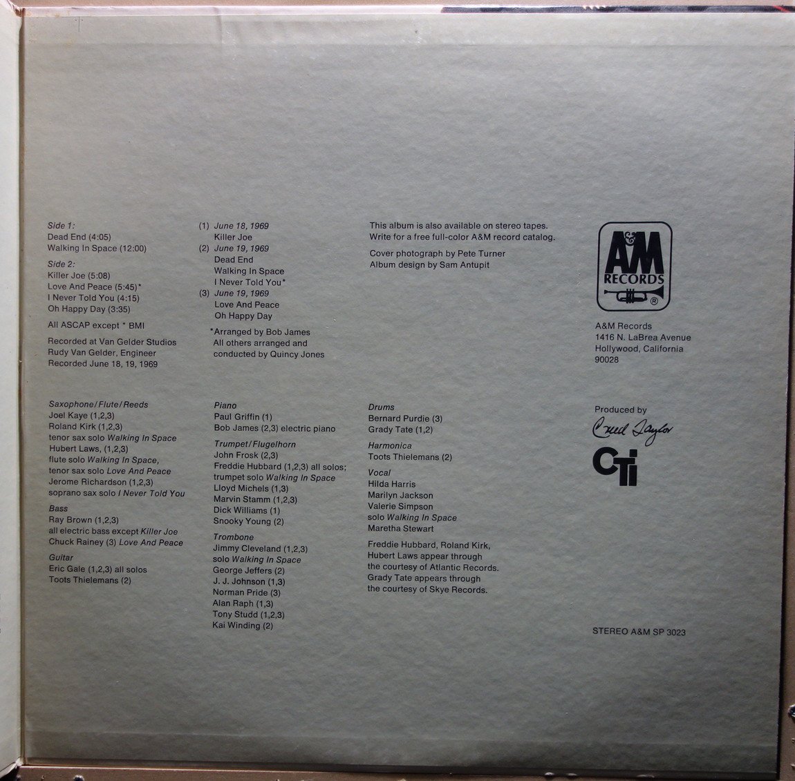 Quincy Jones - Walking In Space - Vinylian - Vintage Vinyl Record Shop