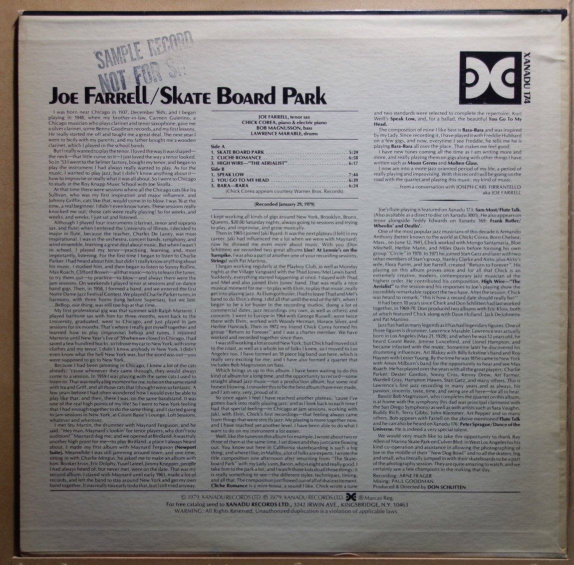 Joe Farrell Skate Board Park Vinylian Vintage Vinyl Record Shop