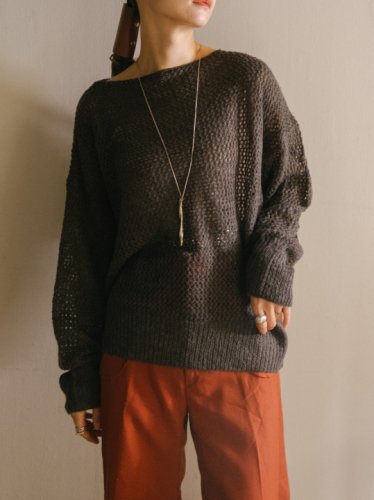 Mesh Knit Top / Beige, Brown ,Charcoal.