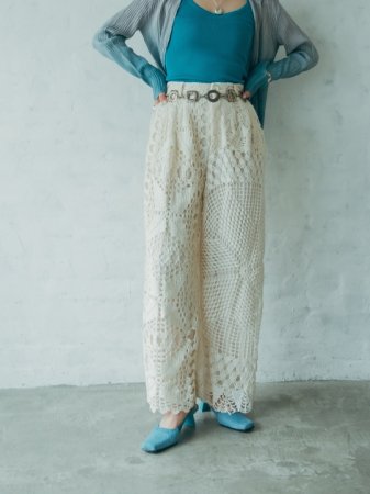 UPCYCLE Patchwork Lace Pants / White1