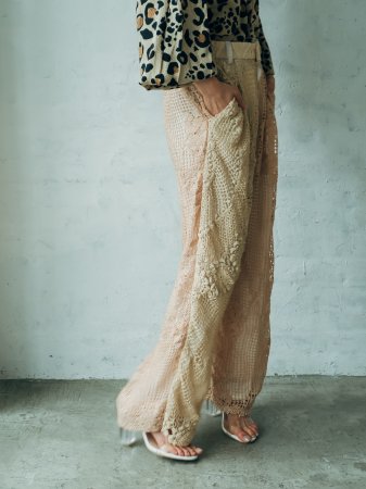 UPCYCLE Patchwork Lace Pants / Beige