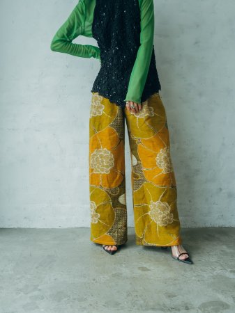 UPCYCLE Patchwork Jacquard Pants / Yellow