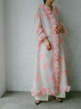 70s Frill Long Dress Gown