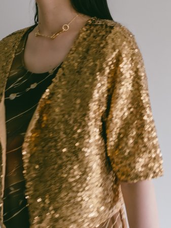 Gold Sequins Half Sleeves Top