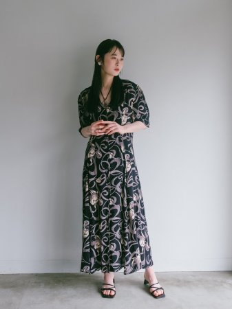 Floral Print Rayon Dress Gown