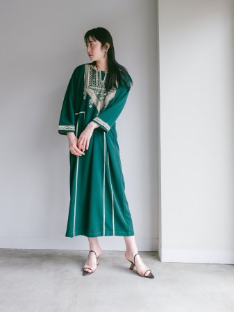 Embroidery Emerald Green Dress