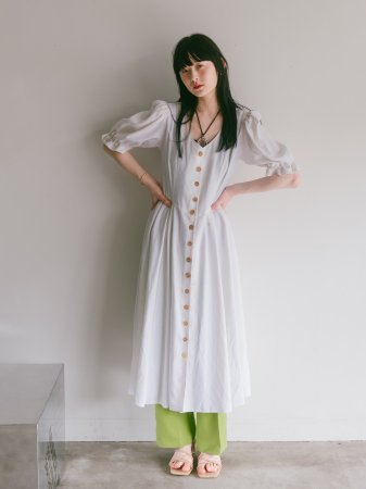 Puff Sleeves White Dress Gown