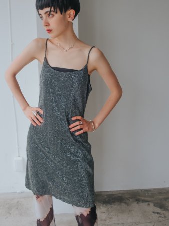Silver Lame Camisole Mini Dress