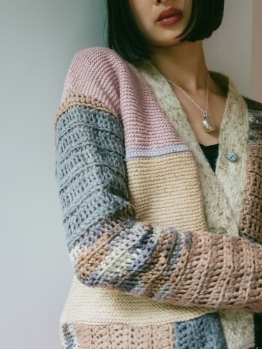 UPCYCLE Patchwork Cardigan / Pink Gray