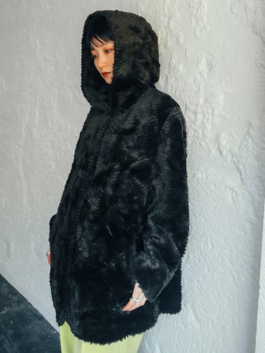 Hood Fur Coat / Dark Brown