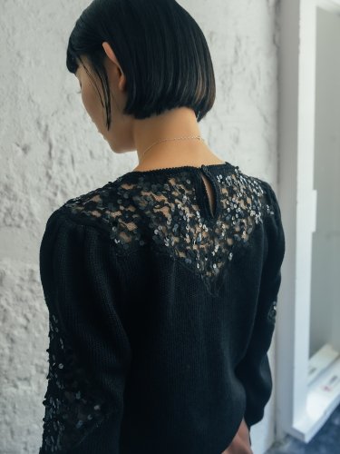 Sequin Black Acrylic Knit Top