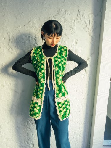 Crochet Green Knit Vest 