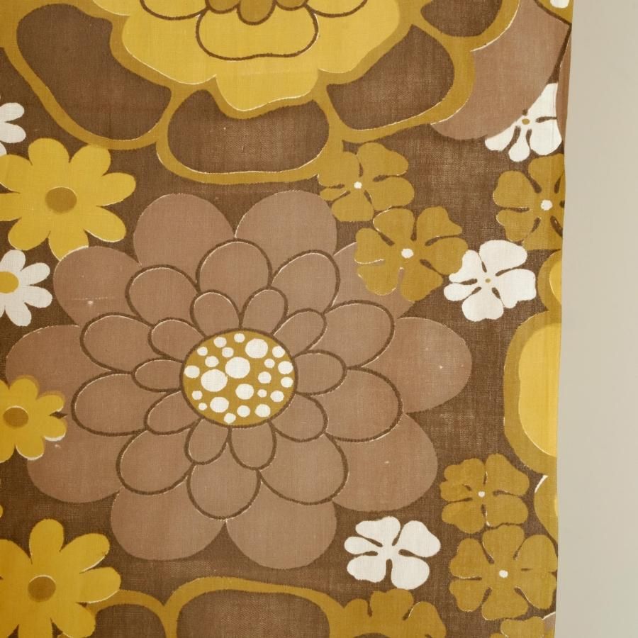 ヴィンテージ　ファブリック　カーテン生地 北欧スウェーデン生地 ヴィンテージファブリック Retro flowers