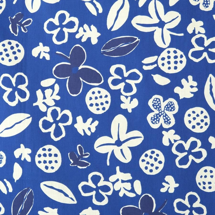 北欧スウェーデン生地 レトロデザインファブリック Blue-white