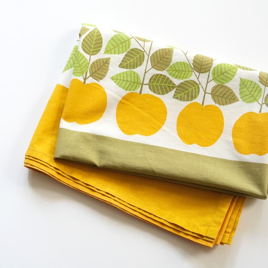 北欧スウェーデン生地 ヴィンテージデザインファブリック Yellow apples