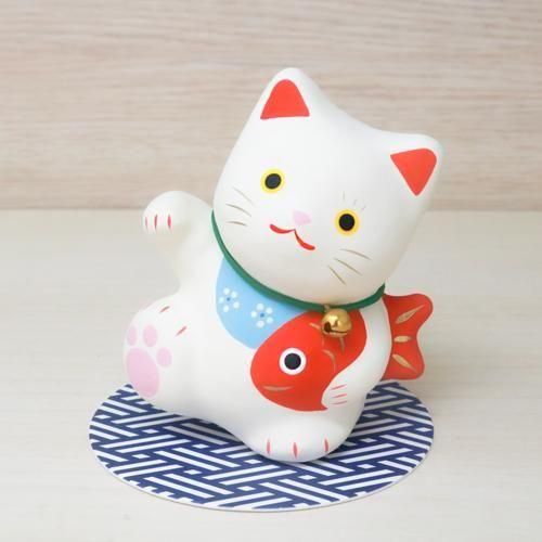 鯛持ちまねき(しろ) | 福を招く招き猫 - ハリコ オンライン