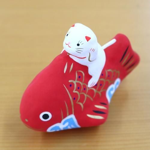 鯛乗り招き(みけねこ) | 福を呼ぶ縁起物