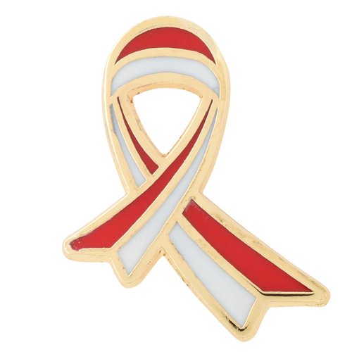 口腔がん撲滅運動 ピンバッジ 〜Red&White Ribbon〜 口腔がん 検診 ※こちらの商品はネコポスでのお届けとなります。<br />