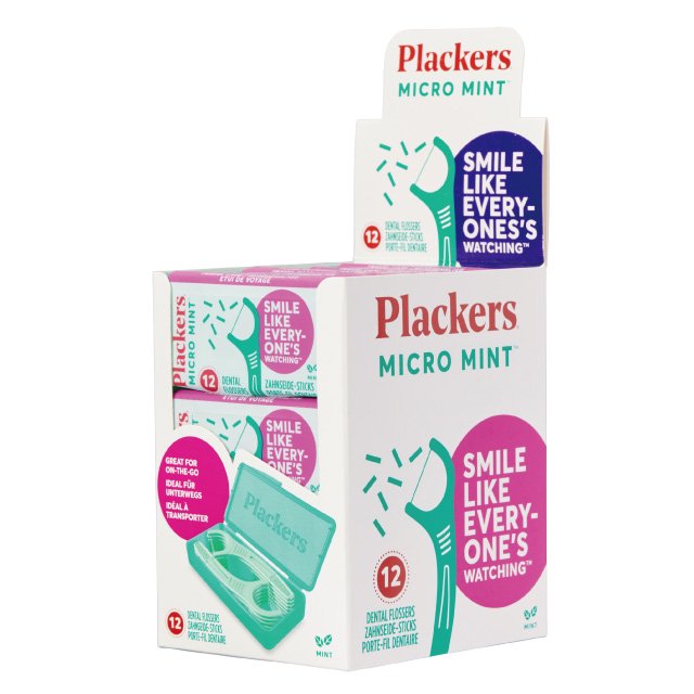 Plackers デンタルフロス マイクロクリーン ミント味 トラベルパック 1箱 (12本入×12個)