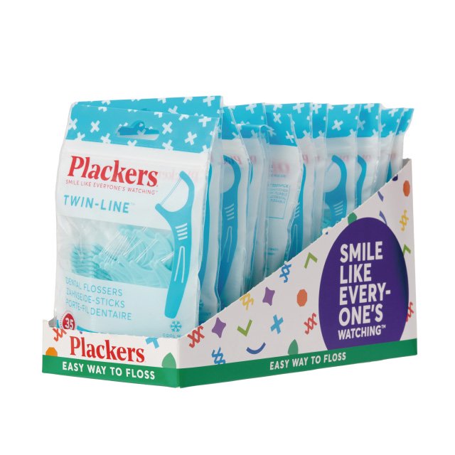 Plackers デンタルフロス ダブルクリーンミント味 1箱 (35本入×12袋)
