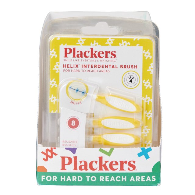 Plackers デンタルフロス タフスパイラル 歯間ブラシ 0.7mm SSS 1箱(8本入×9個)