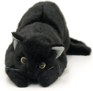 日本製 リアルな猫のぬいぐるみ 58cm (クロネコL目明き)