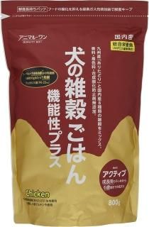 アニマルワン ドッグフード 犬の雑穀ごはん 機能性アクティブ チキン 成長期の子いぬや6歳ごろまでの成犬 800グラム (x 1)