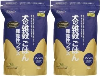 アニマル・ワン ドッグフード 犬の雑穀ごはん 機能性フィッシュ 800グラム (x2袋セット) 総合栄養食 国内産主原料