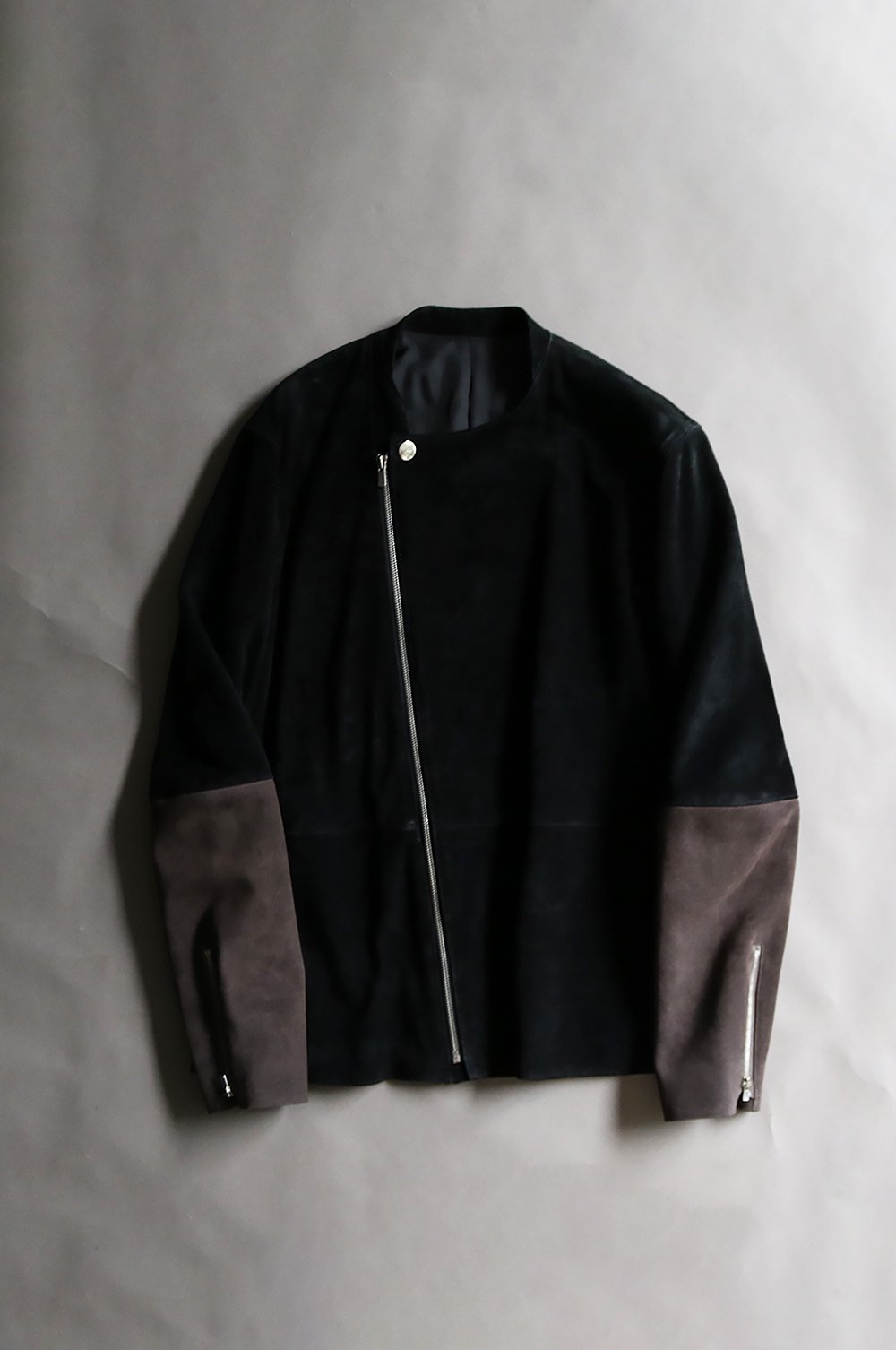 Leather switching blouson