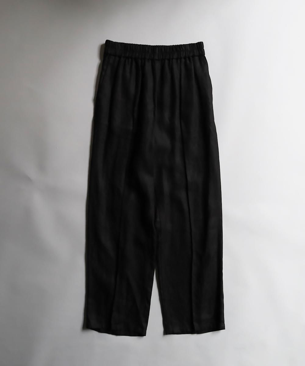 Linen Pin Tuck Easy Trousers - BLACK