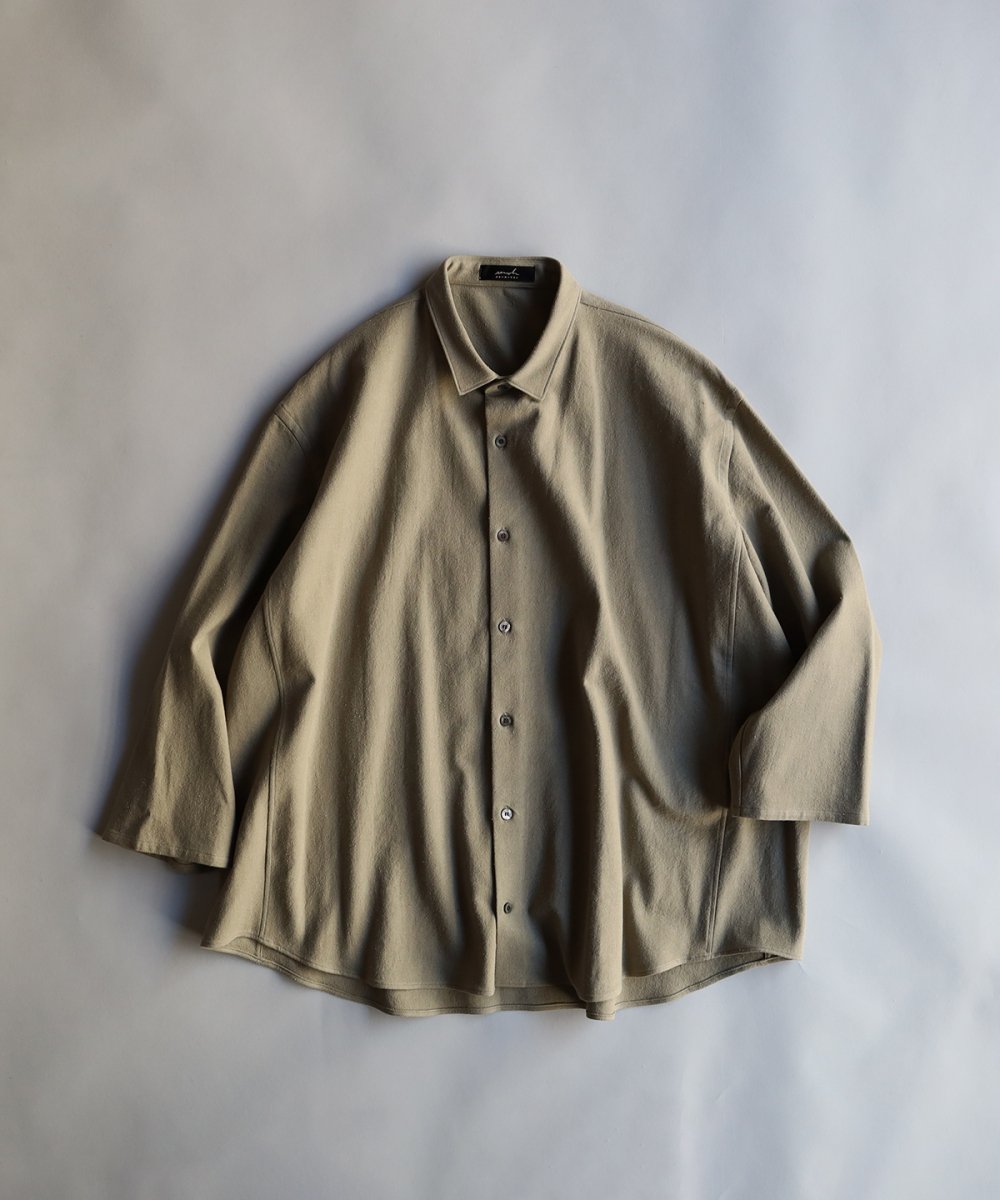 Brushed Linen Wide Shirt - KHAKI