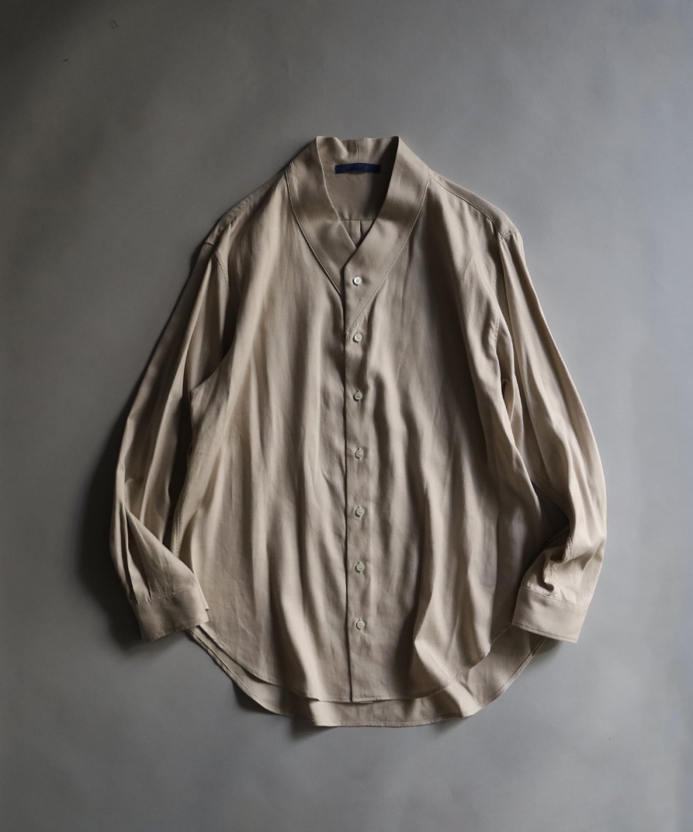 Rayon Linen Kimono Collar Shirt - BEIGE