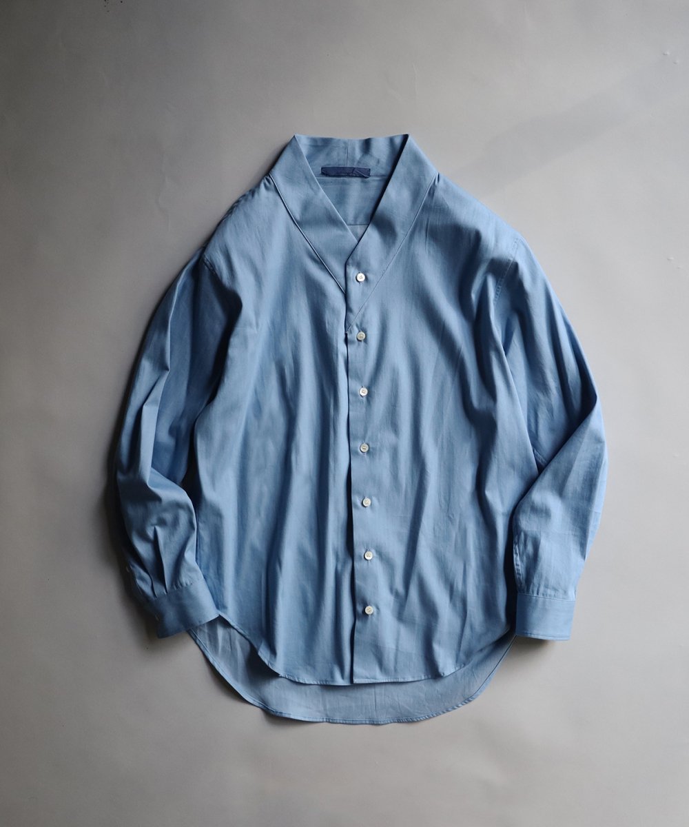 Denim Kimono Collar Shirt - Light Blue