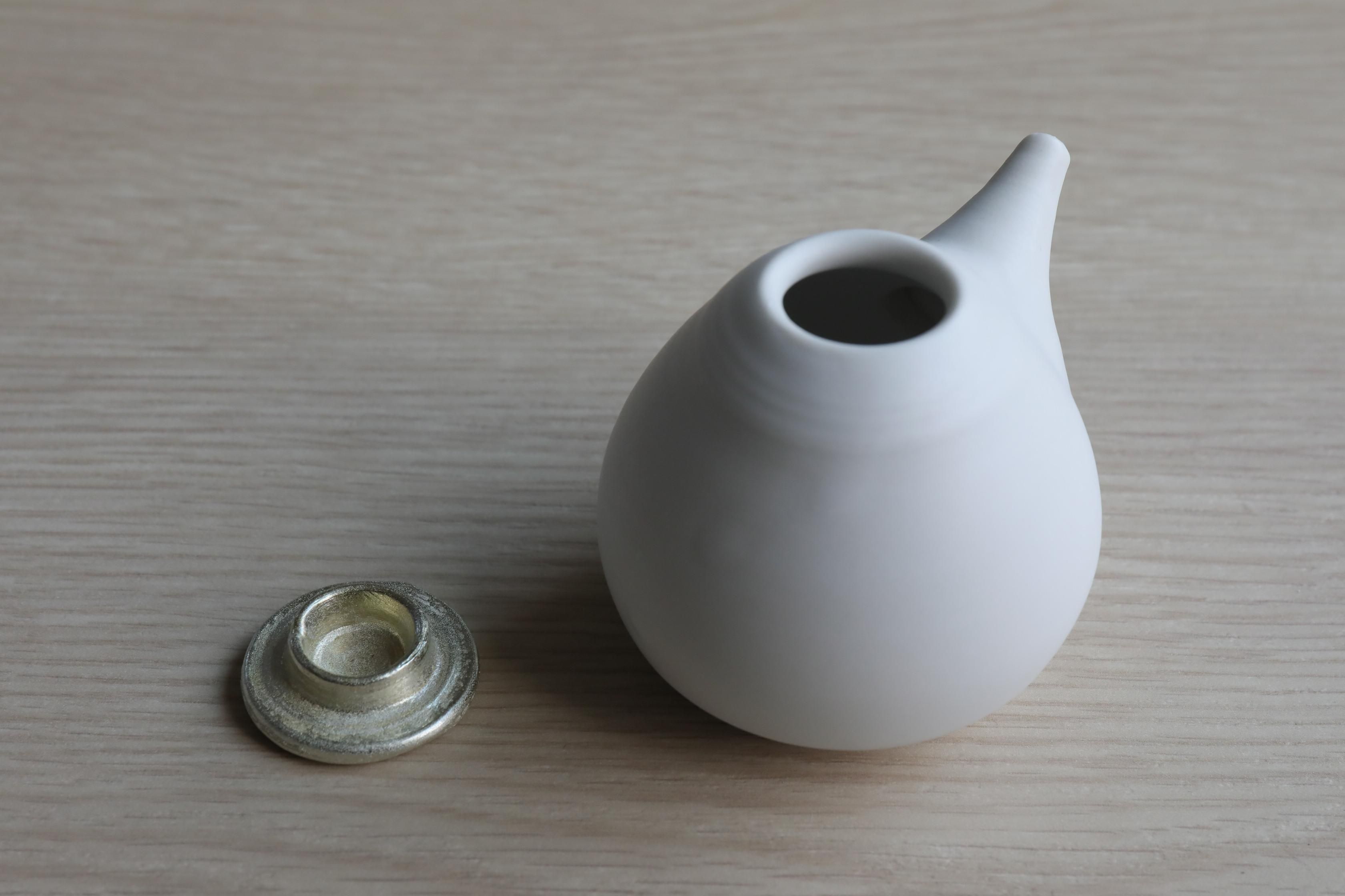 新品未使用 馬場勝文 / 白磁マット 薬味入れ (すずのふた) 馬場勝文陶工房 ｜ 白磁マット急須［しずく］