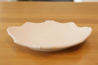 藤村佳澄　手彫り皿（ミラー）Φ18　白