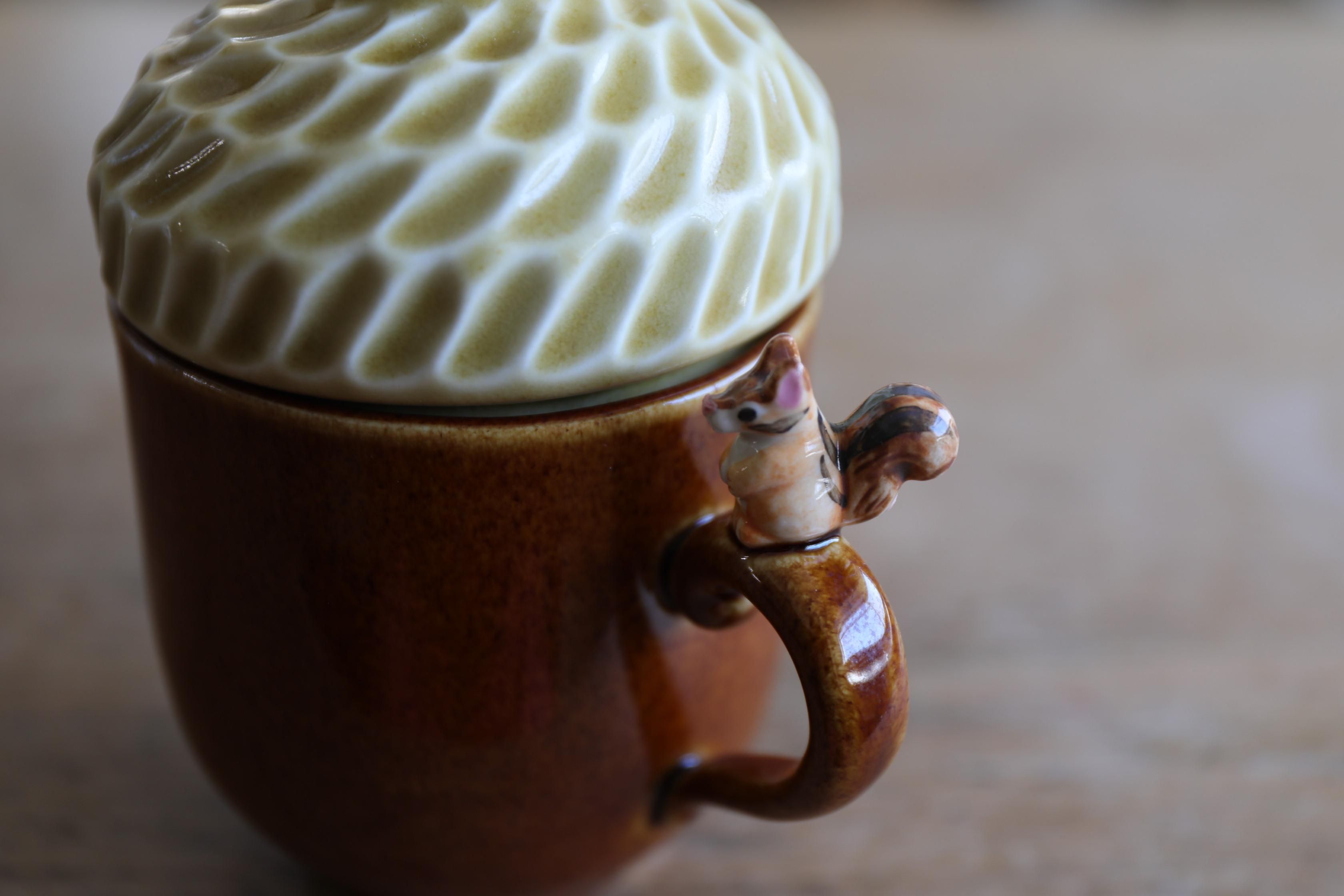 sugar poppo 陶器 カップ ハンドメイド リスどんぐりマグカップ 作家 sugar poppo 陶器 カップ ハンドメイド リスどんぐりマグカップ