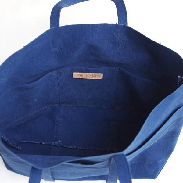 AMIACALVA コットン バッグ　キャンバス ポケット トート ネイビー AMIACALVA(アミアカルヴァ) / washed canvas 6pockets tote(M