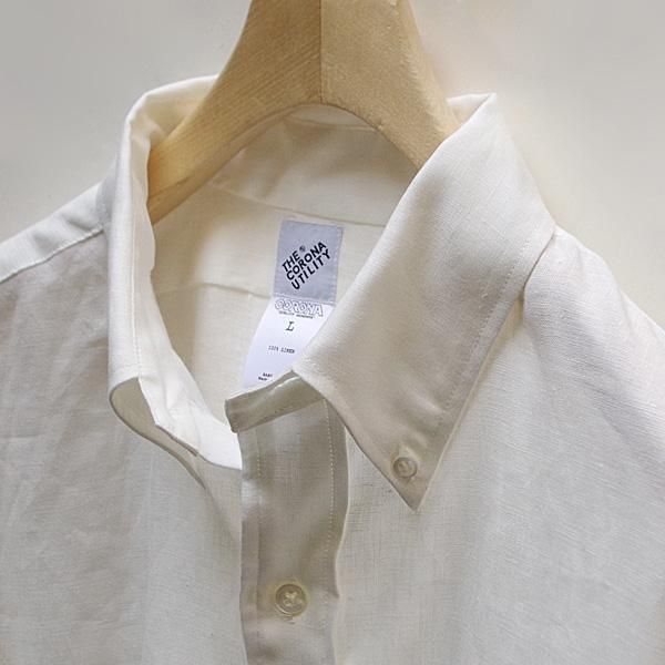 CORONA(コロナ)/WHITE COLLAR WORK SHIRT : French Linen Canvas ホワイトカラーワークシャツ