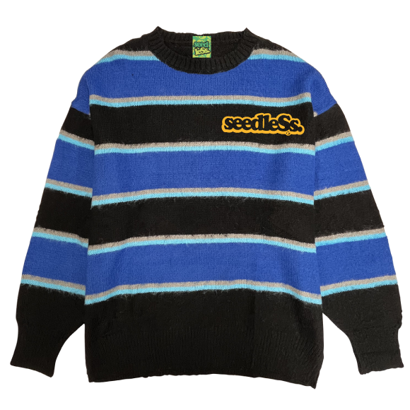  sd boarder stripe over size crew knit